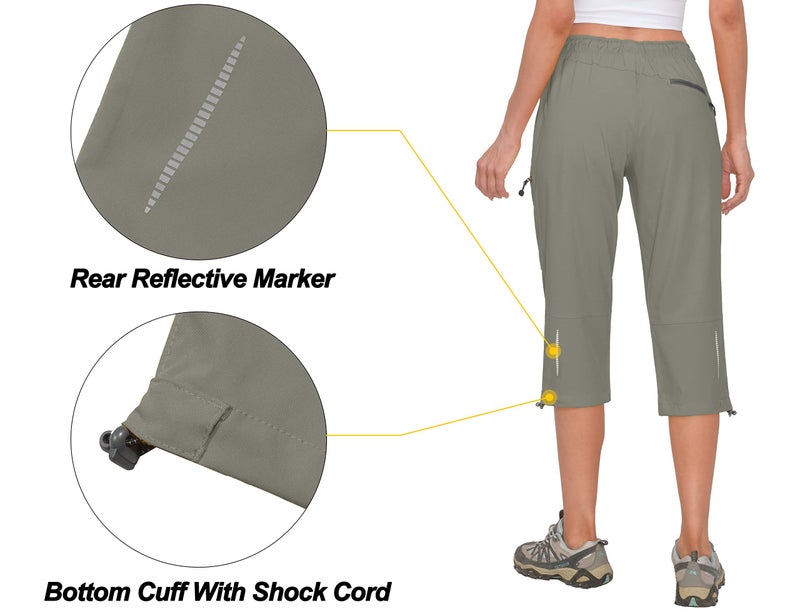 Little Donkey Andy Women's Quick Dry 3/4 Pants Capri Shorts Lightweight Hiking Travel Casual Sage L - Image 4
